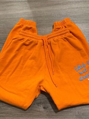 White Fox Vibrant Orange Drawstring  Sweatpants